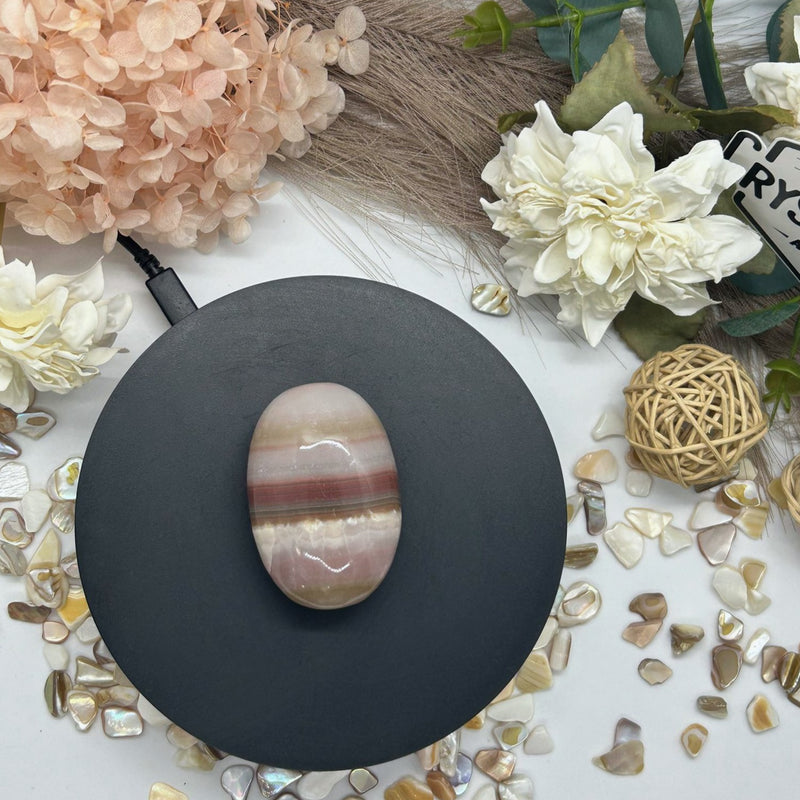 Pink Banded Onyx Palm Stone