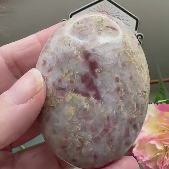 Strawberry Jasper Palm Stone