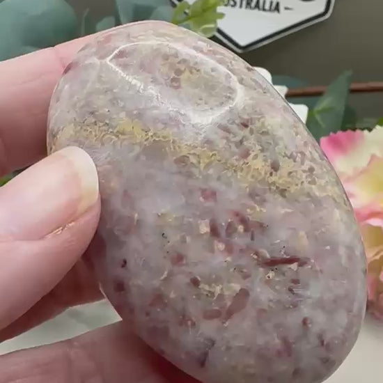 Strawberry Jasper Palm Stone