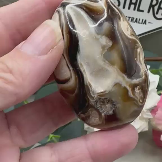 Chocolate Calcite Palm Stone