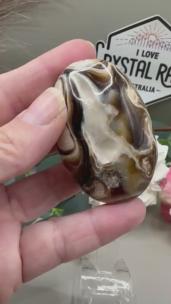 Chocolate Calcite Palm Stone