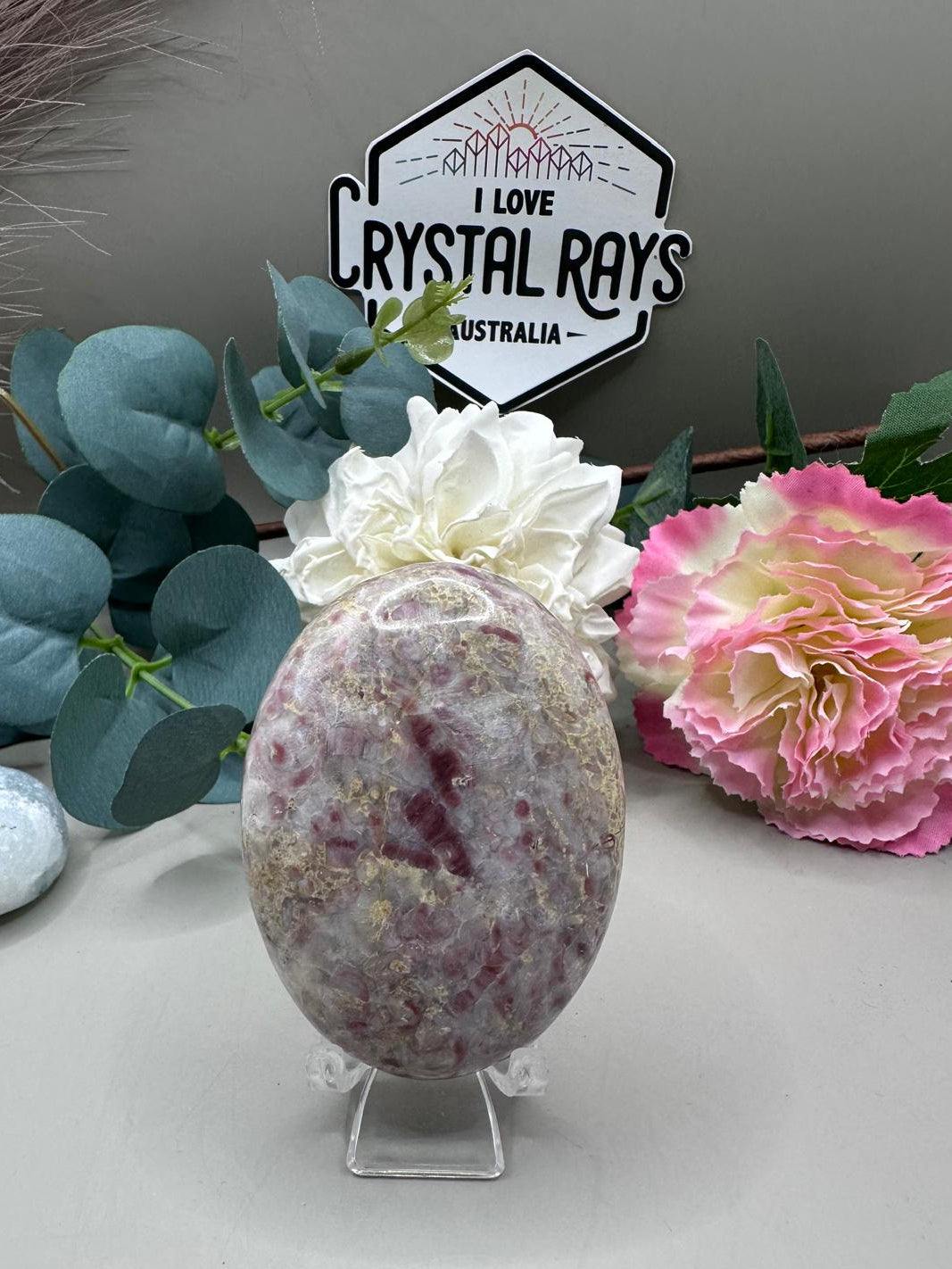 Strawberry Jasper Palm Stone