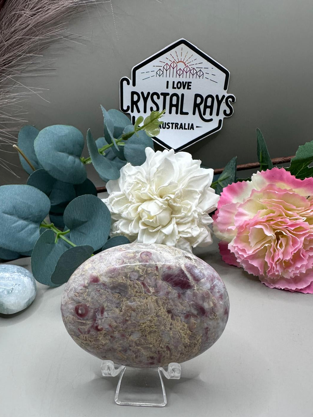 Strawberry Jasper Palm Stone