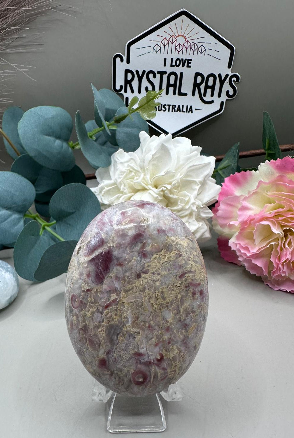 Strawberry Jasper Palm Stone