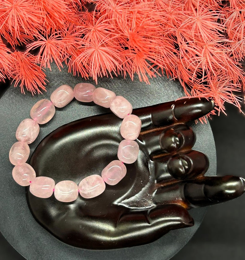 Medium Rose Quartz Tumbled Beaded Bracelet