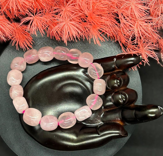 Rose Quartz Tumbled Beaded Bracelet 12mm