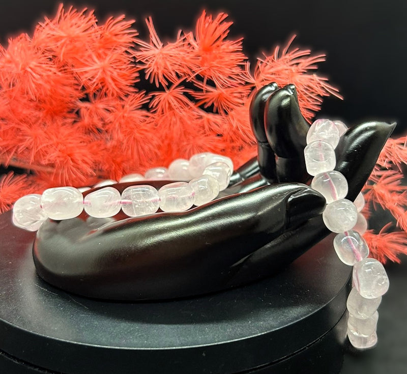 Small Rose Quartz Tumbled Beaded Bracelet