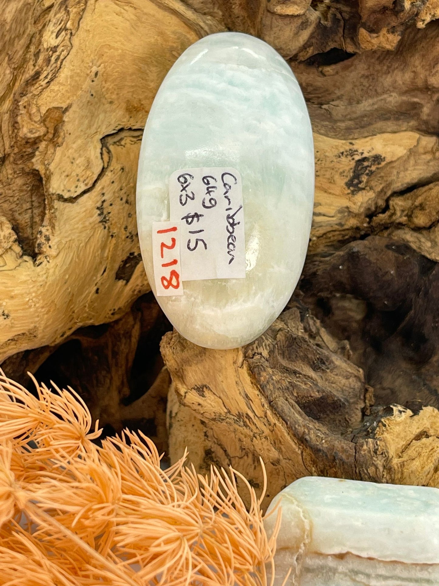 🌊💙 Caribbean Blue Calcite ~ Palm Stone