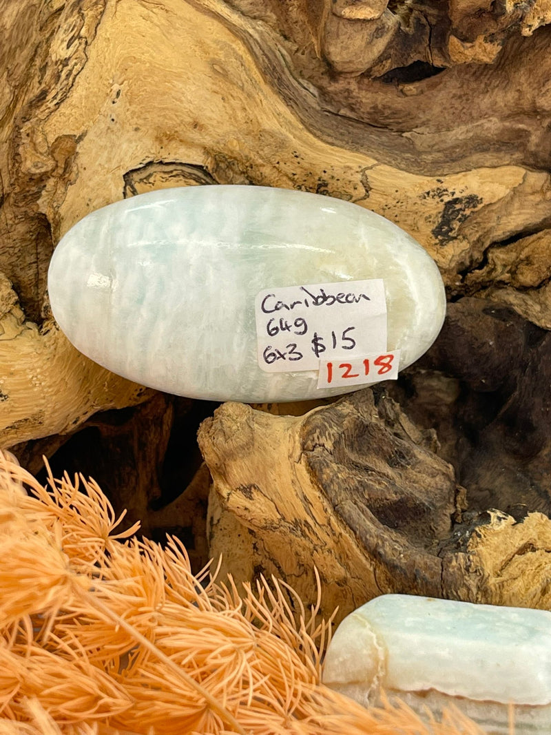 Caribbean Blue Calcite Palm Stone