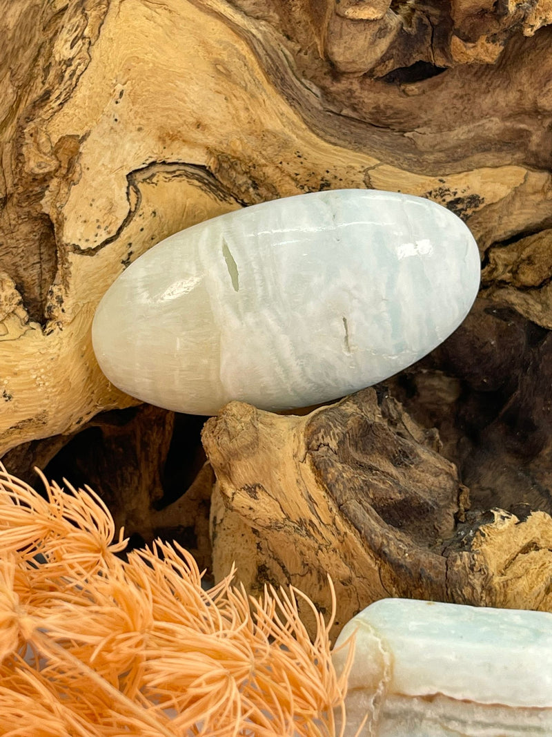 Caribbean Blue Calcite Palm Stone