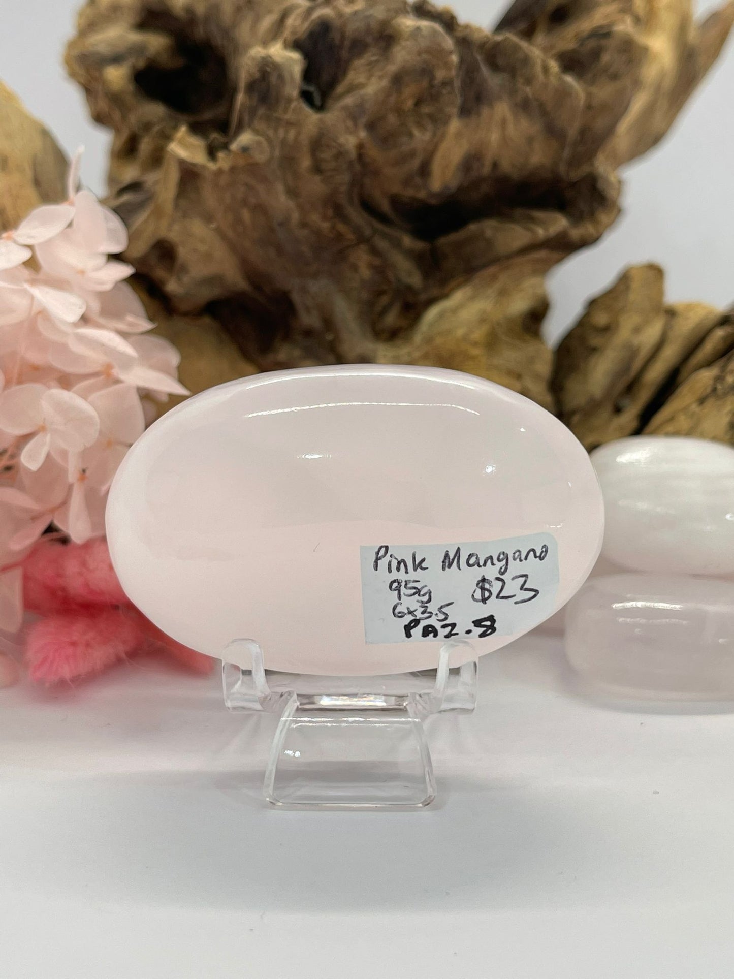 Pink Mangano Calcite Palm Stone