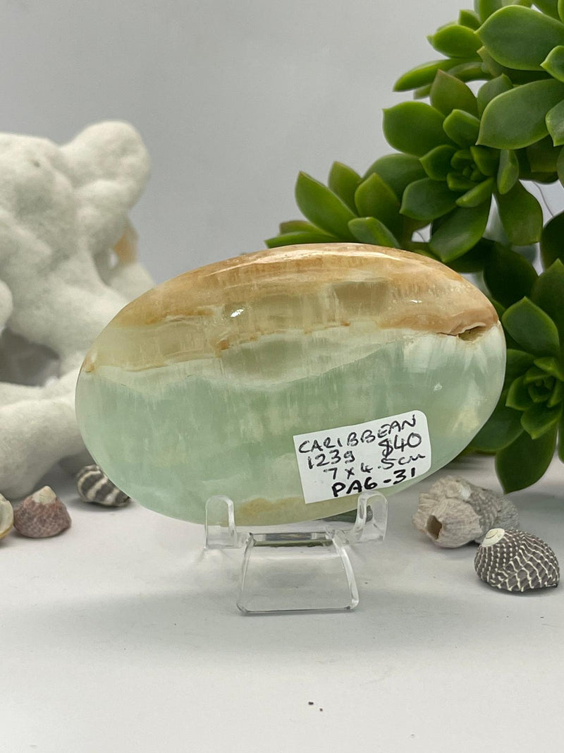 Caribbean Blue Calcite Palm Stone