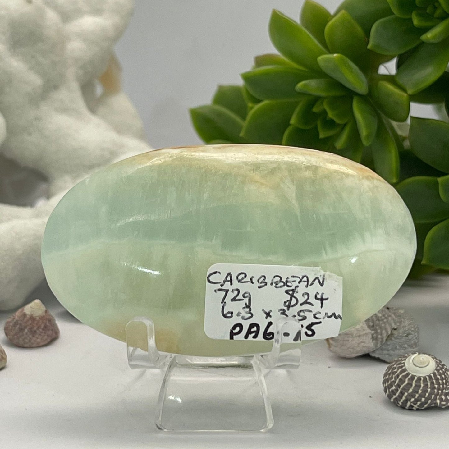 Caribbean Blue Calcite ~ Palm stone