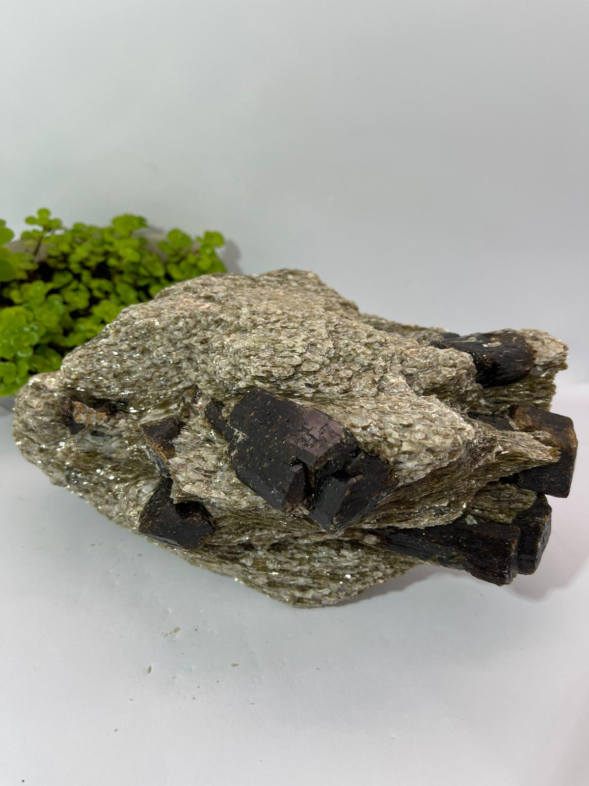 Brown Dravite + Mica & Blue Apatite Inclusions 1937g