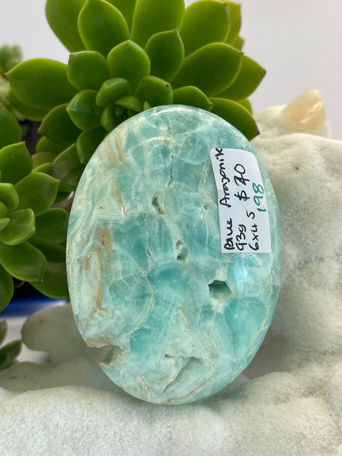 Blue Aragonite A Grade Palm