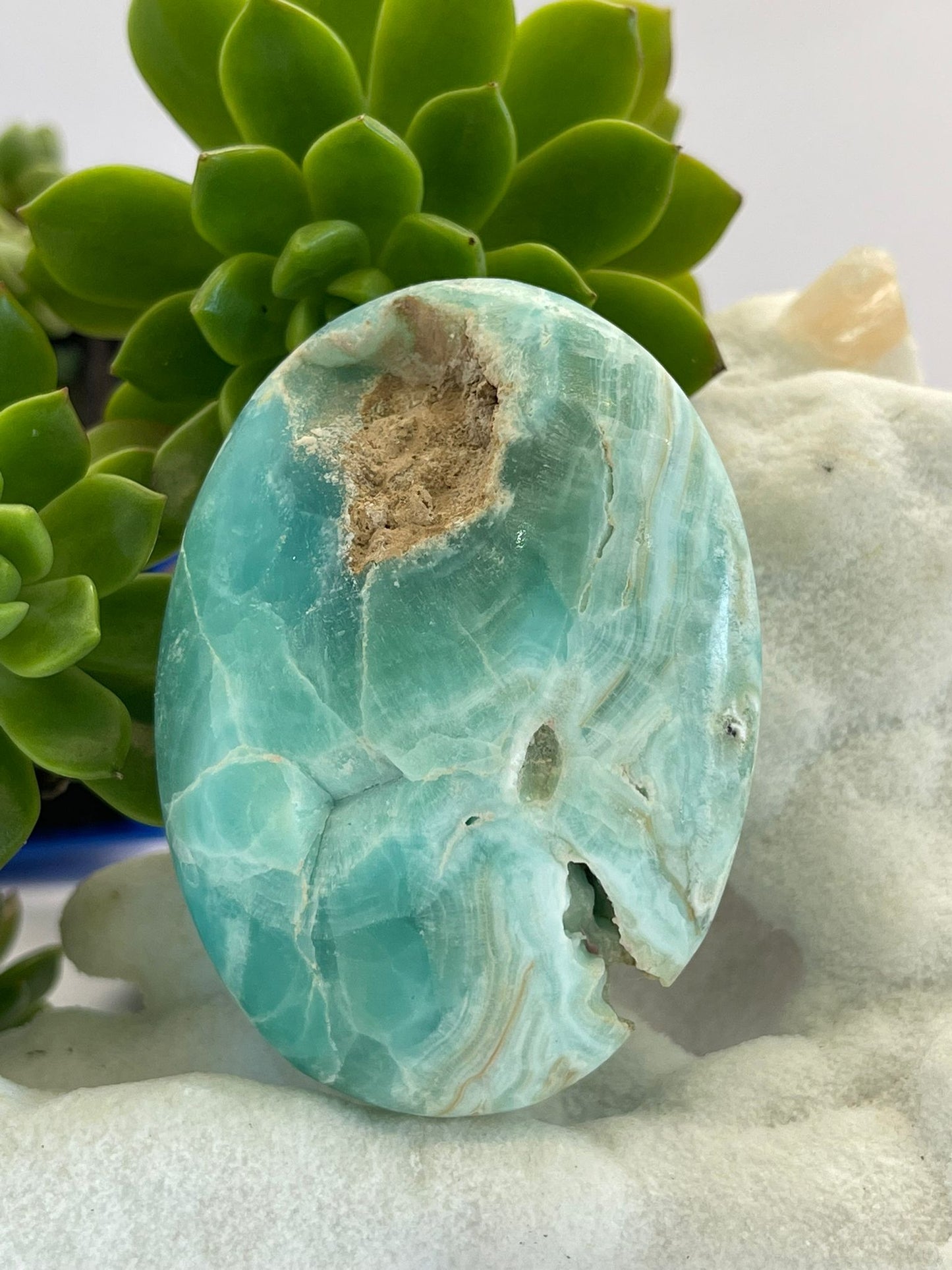 Blue Aragonite A Grade Palm