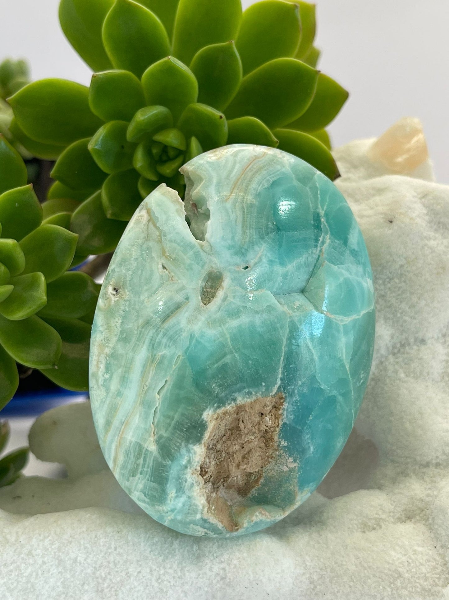 Blue Aragonite A Grade Palm