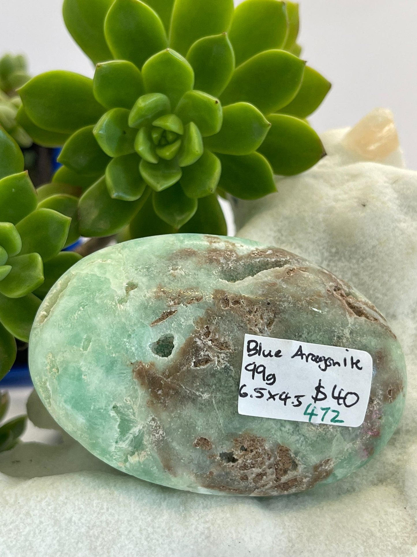 Blue Aragonite A Grade Palm
