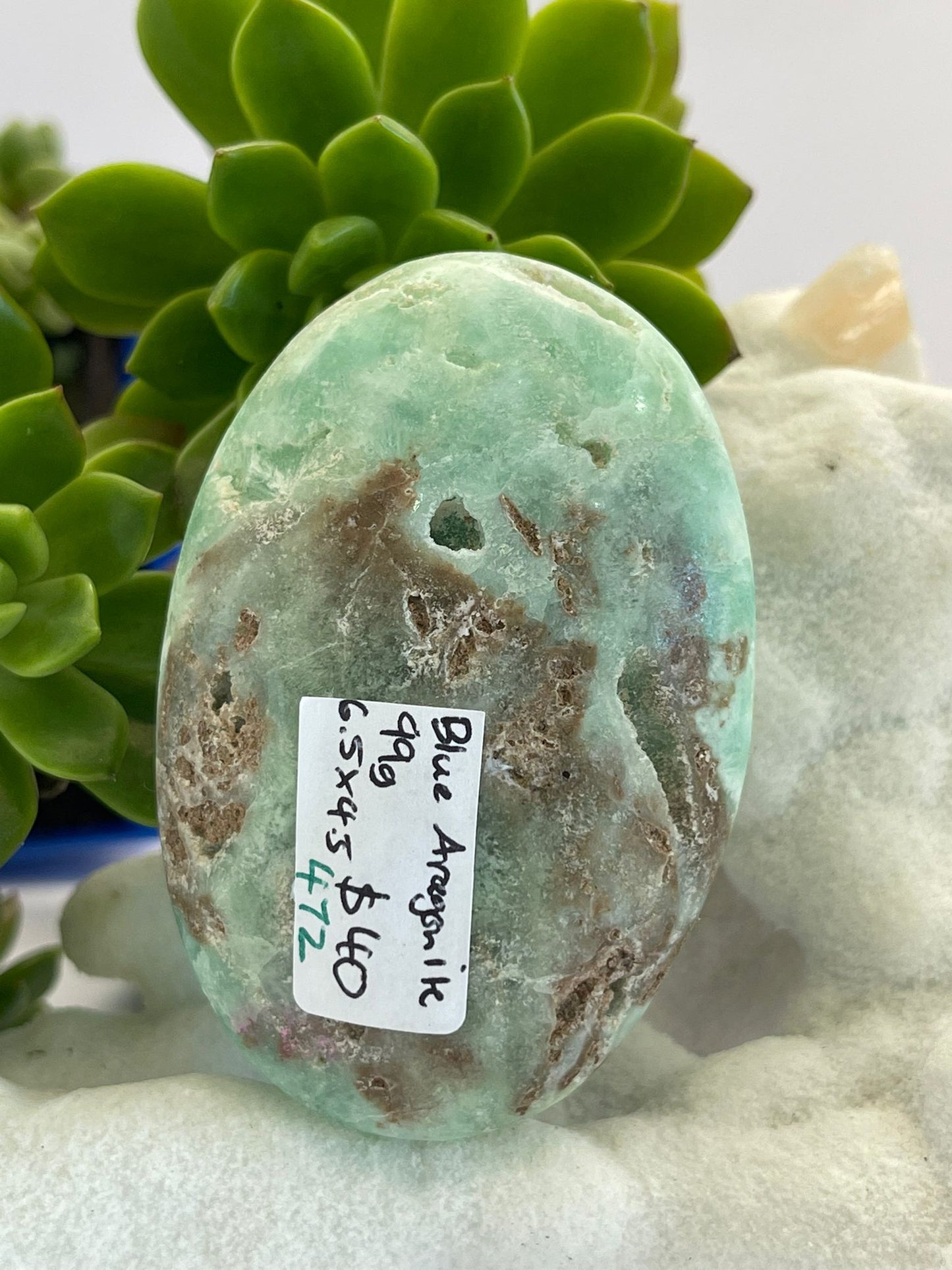 Blue Aragonite A Grade Palm