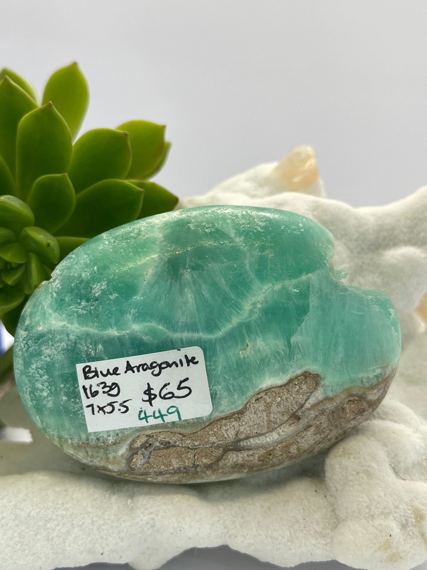 Blue Aragonite A Grade Palm
