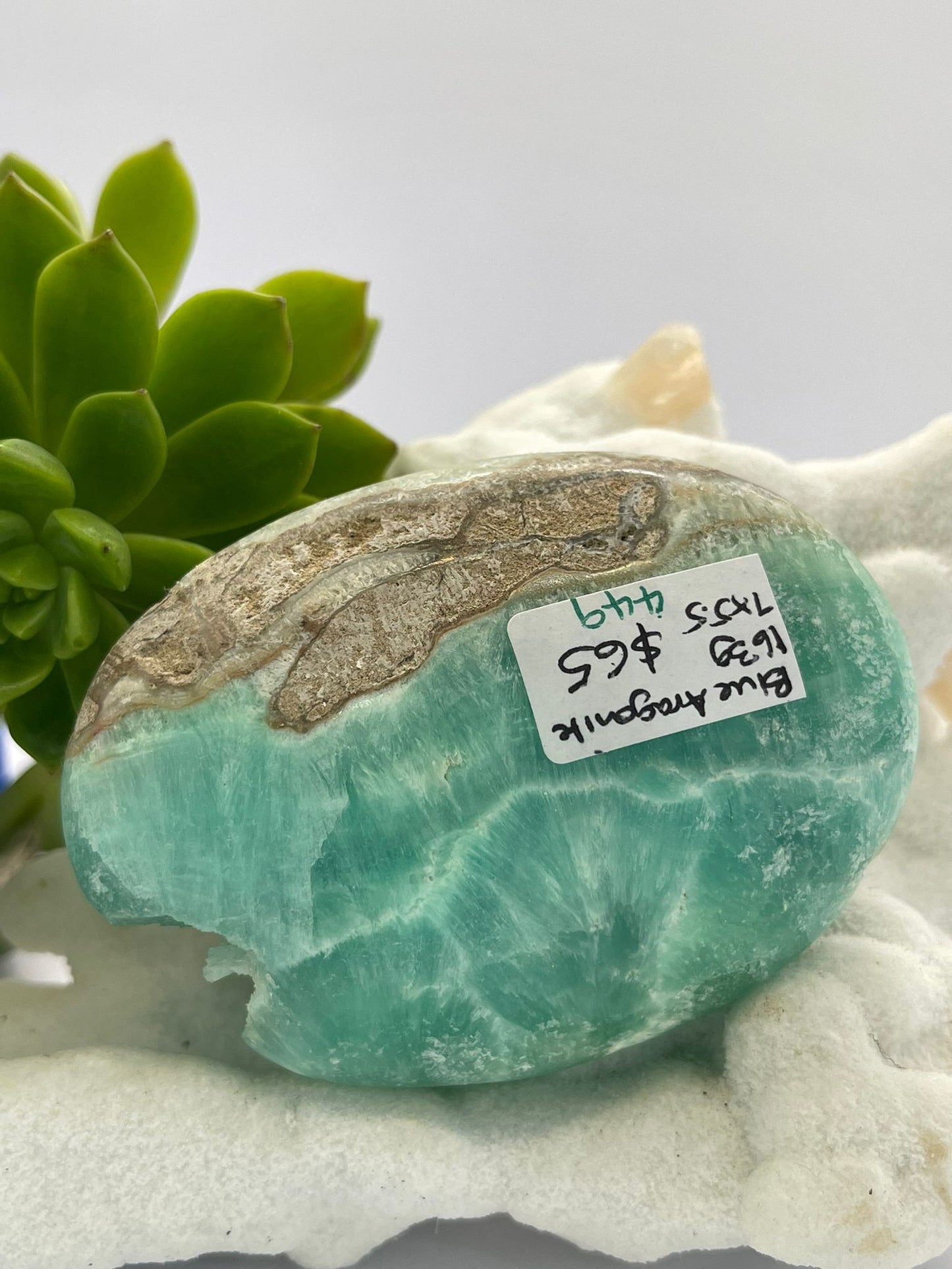 Blue Aragonite A Grade Palm