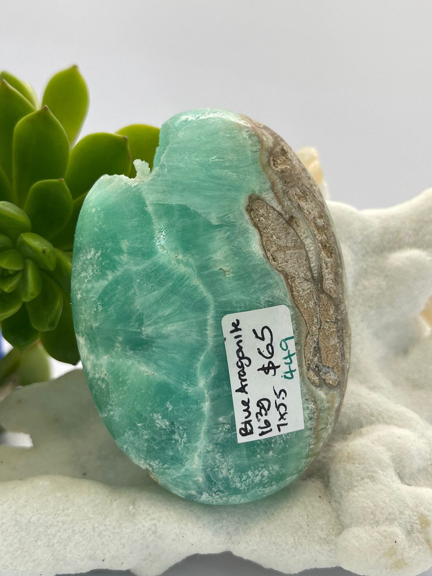 Blue Aragonite A Grade Palm