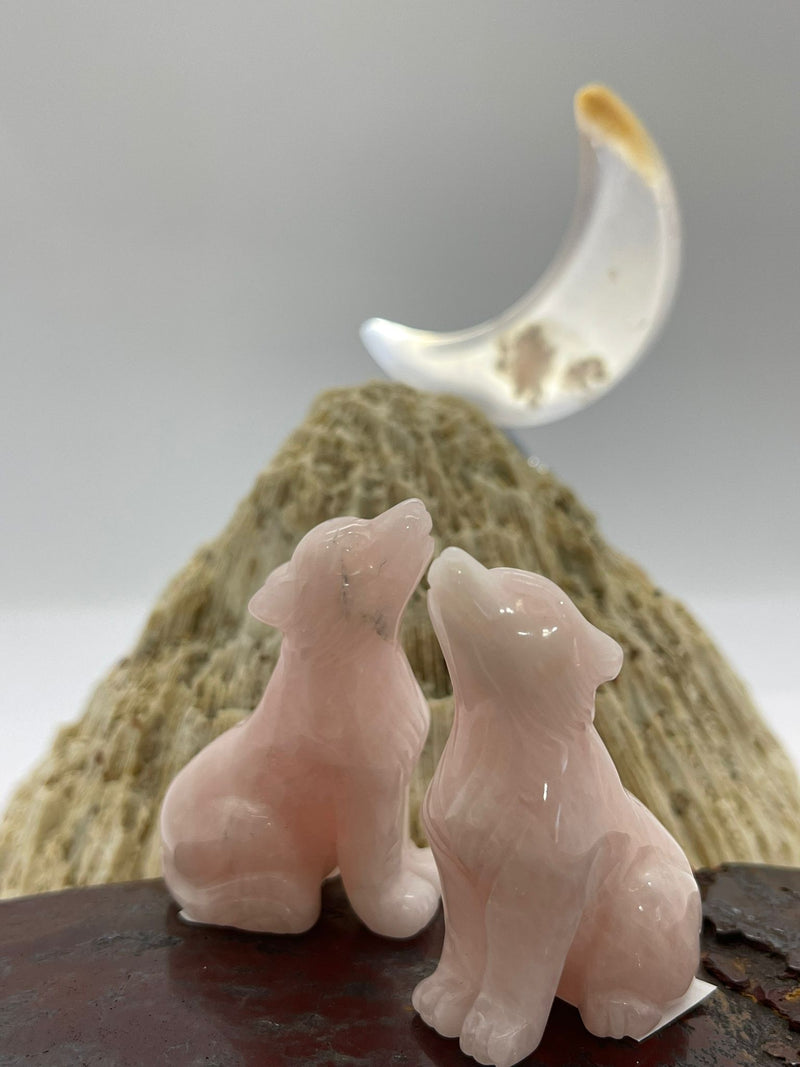 Rose Quartz Wolf Small