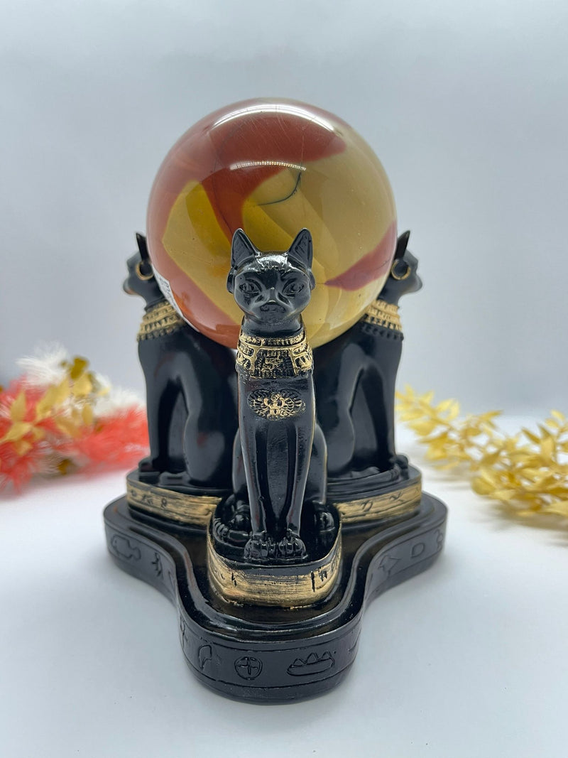 Egyptian Bastet Cats Sphere Stand (Large)