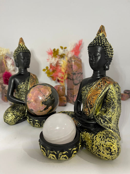 Buddha Resin Sphere Stand | Gold