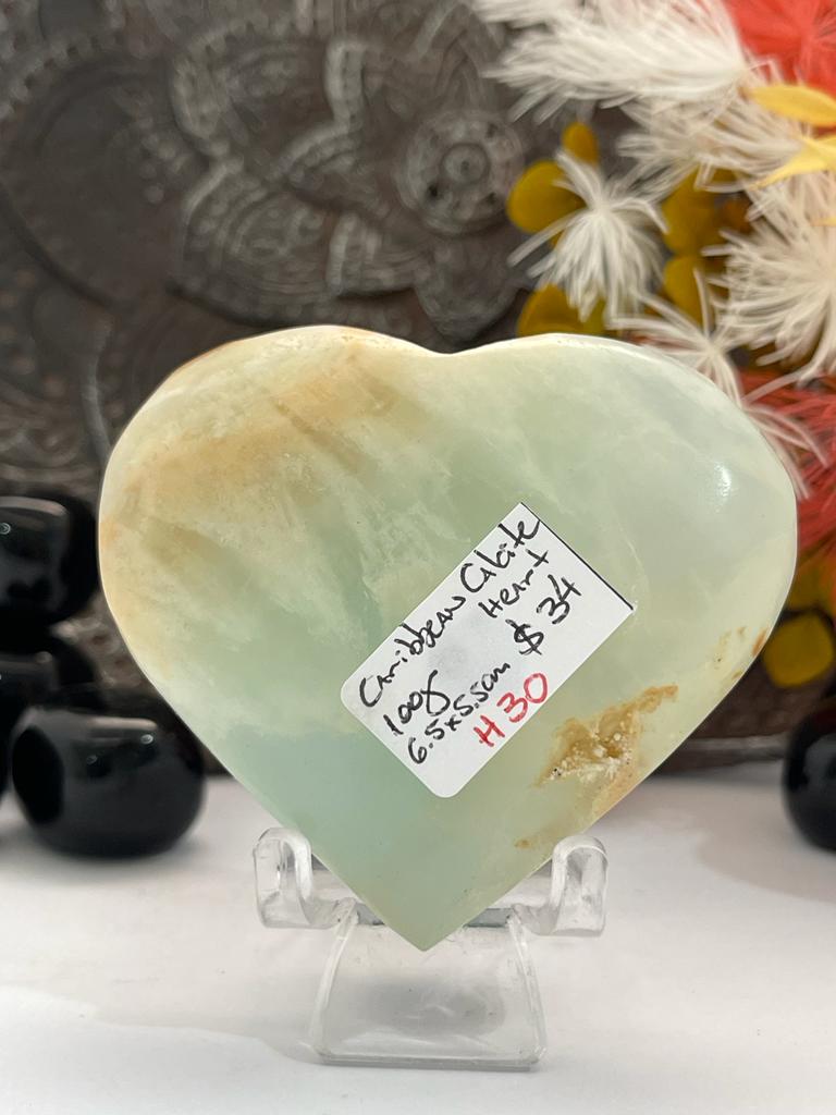 Caribbean Blue Calcite Heart 100g
