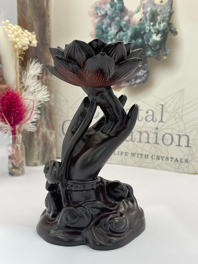 Lotus Hand Resin Sphere Stand