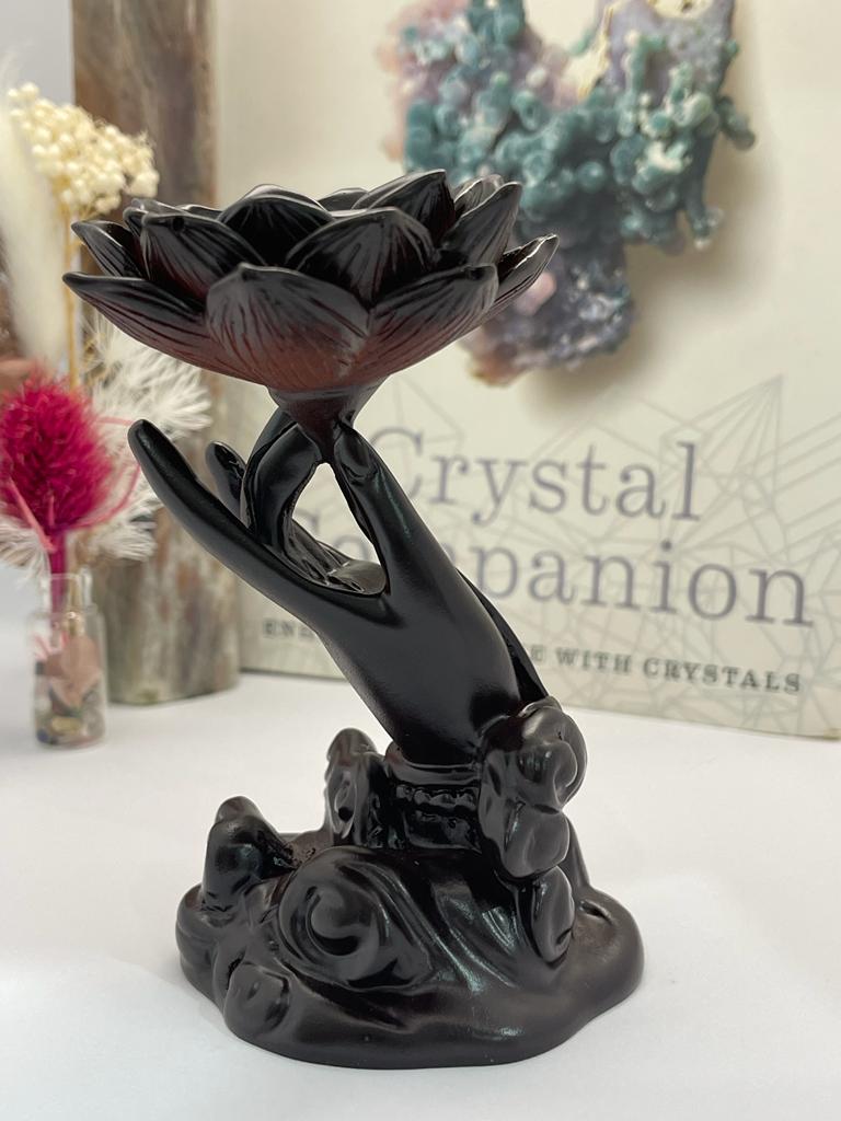Lotus Hand Resin Sphere Stand
