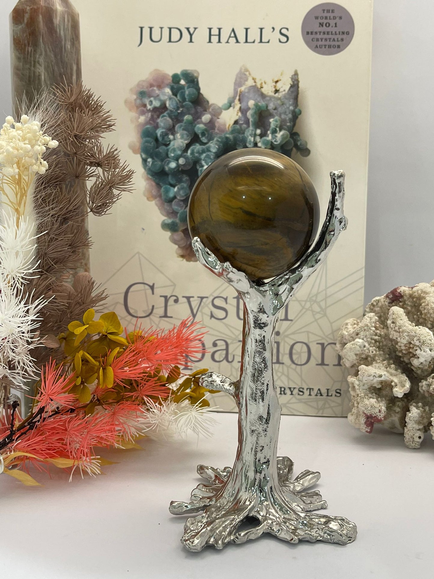 Metal Tree Sphere Stand Silver Small