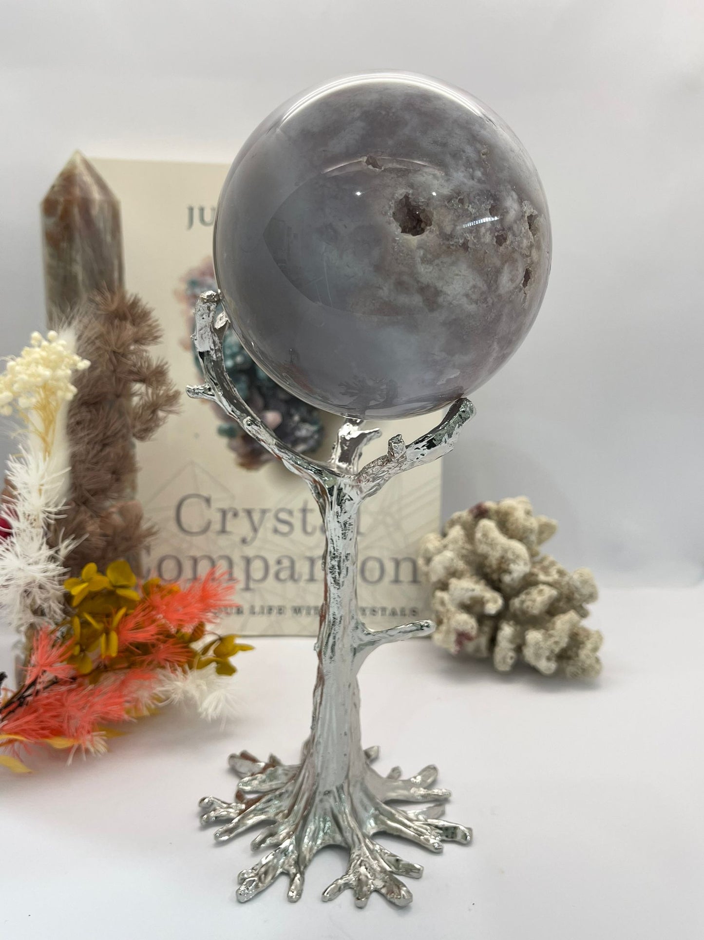 Metal Tree Sphere Stand Silver Large