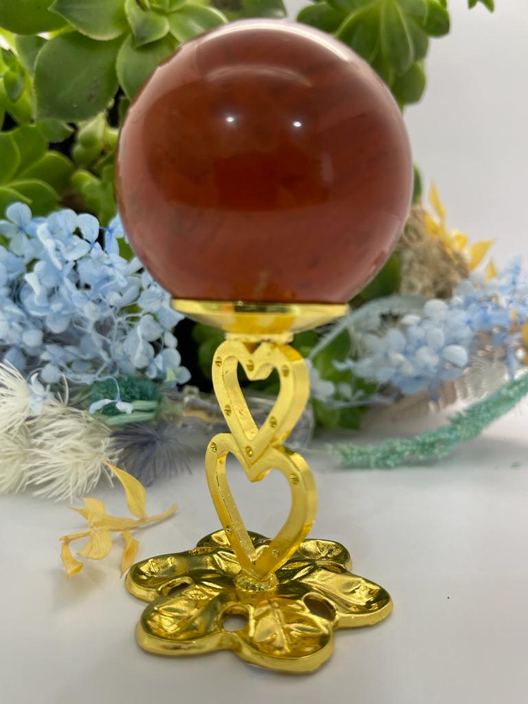 Double Heart Sphere Stand Gold