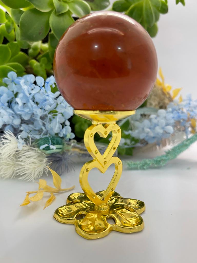 Double Heart Sphere Stand Gold