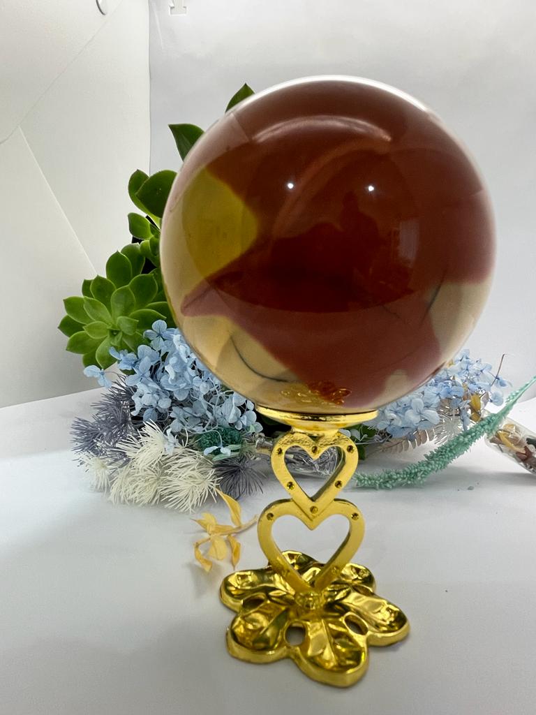 Double Heart Sphere Stand Gold