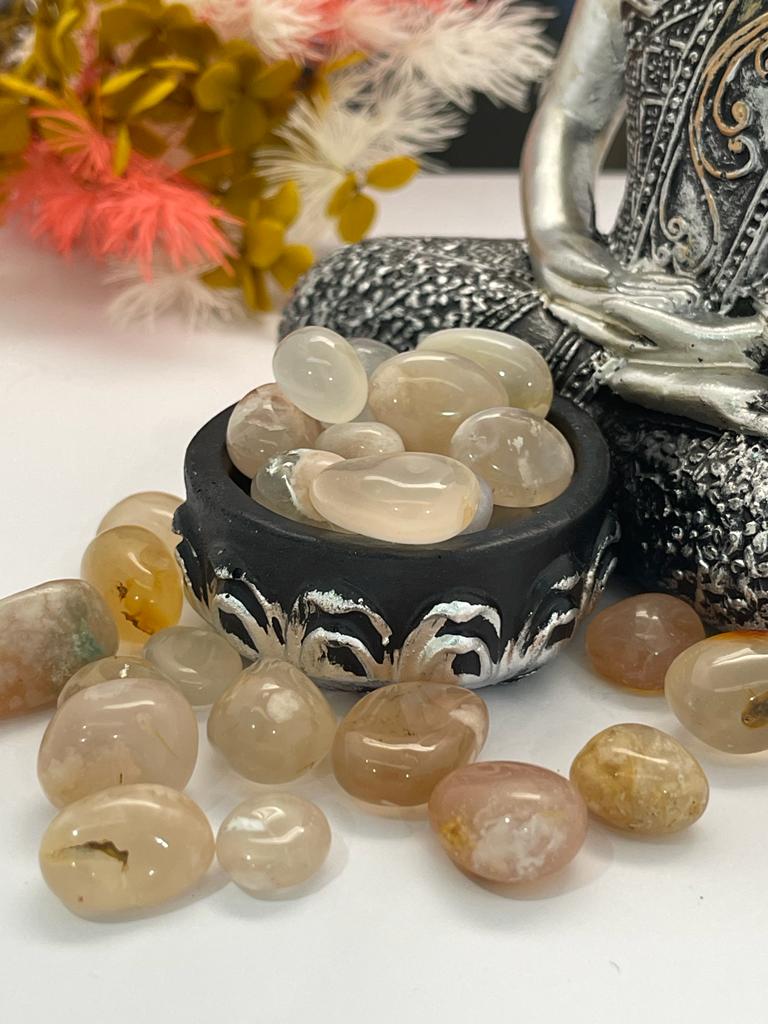 Flower Agate Tumble Stones ~ Mini Pack