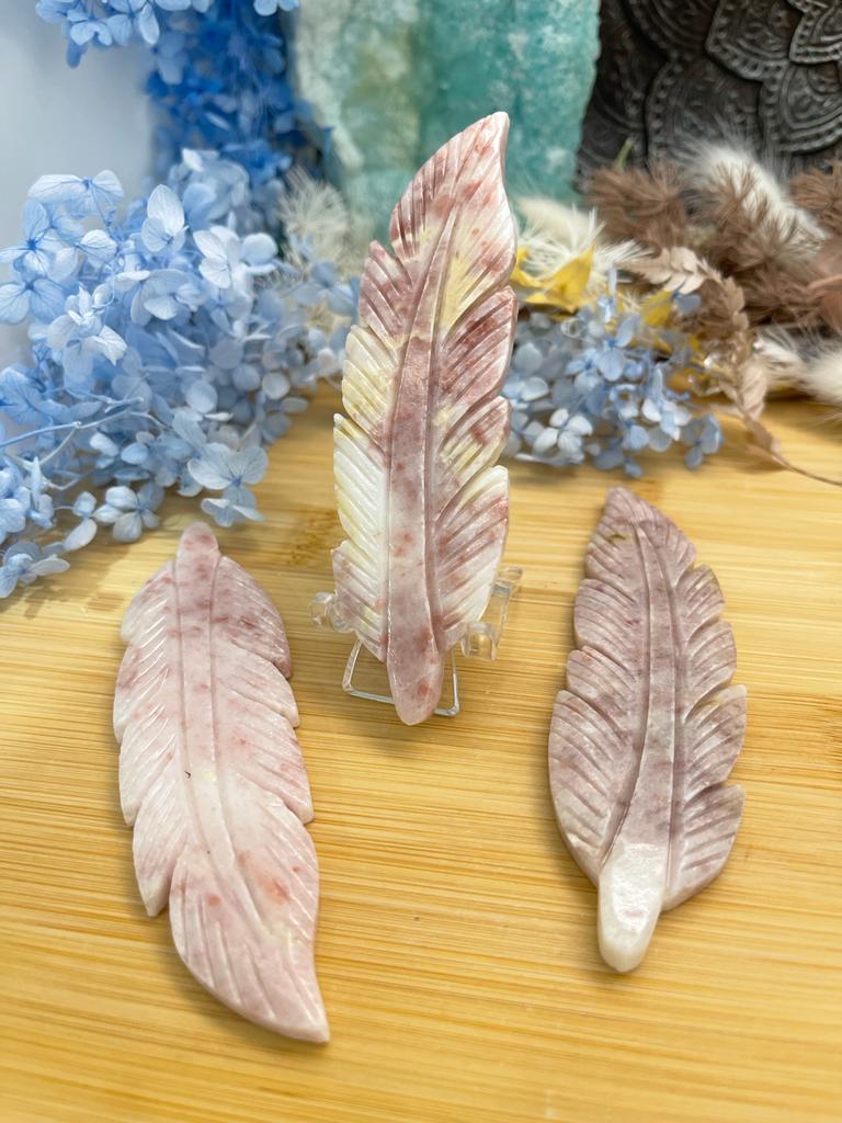 Strawberry Jasper Feather Carving 30g