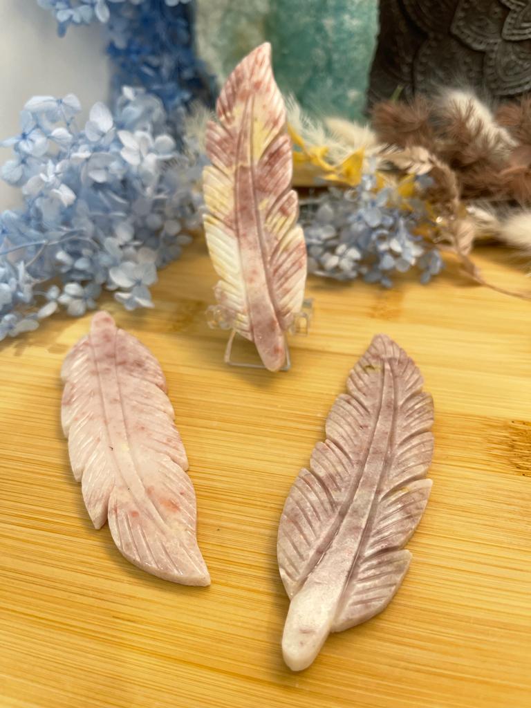 Strawberry Jasper ~ Feather Carving