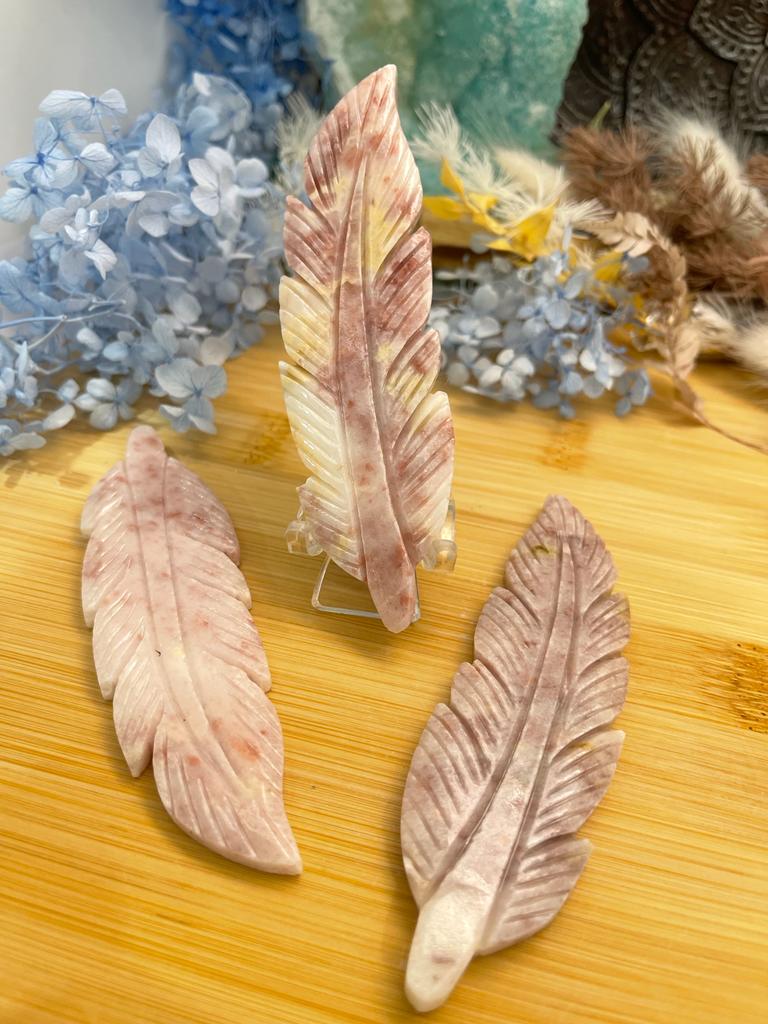 Strawberry Jasper Feather Carving 30g
