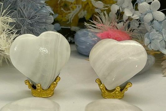 Pink Mangano Calcite Hearts Small