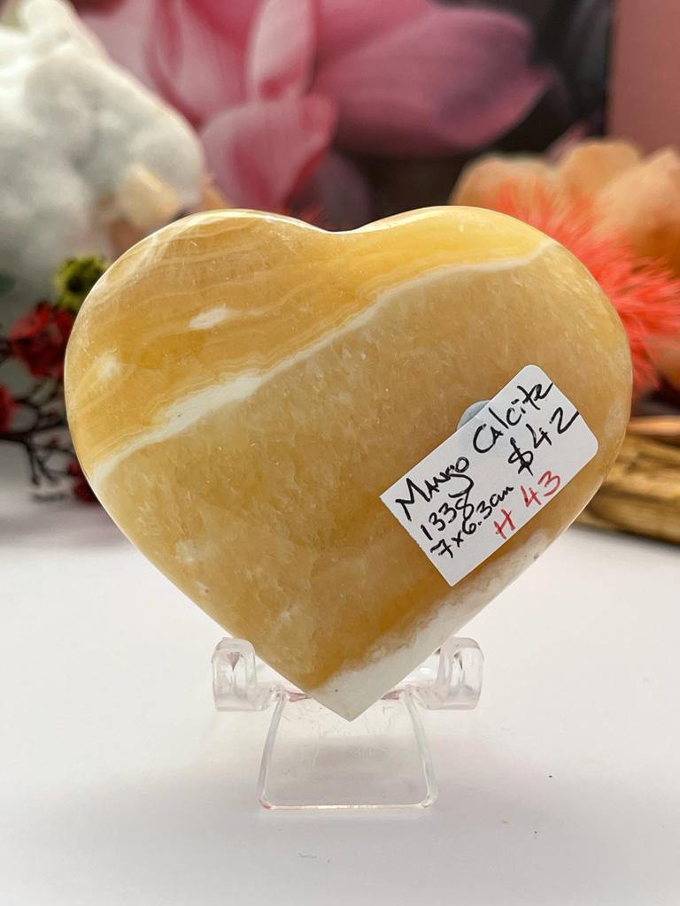 Mango Calcite Heart