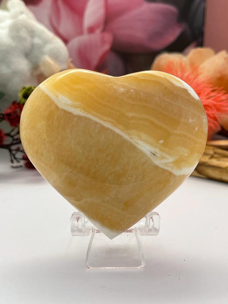 Mango Calcite Heart