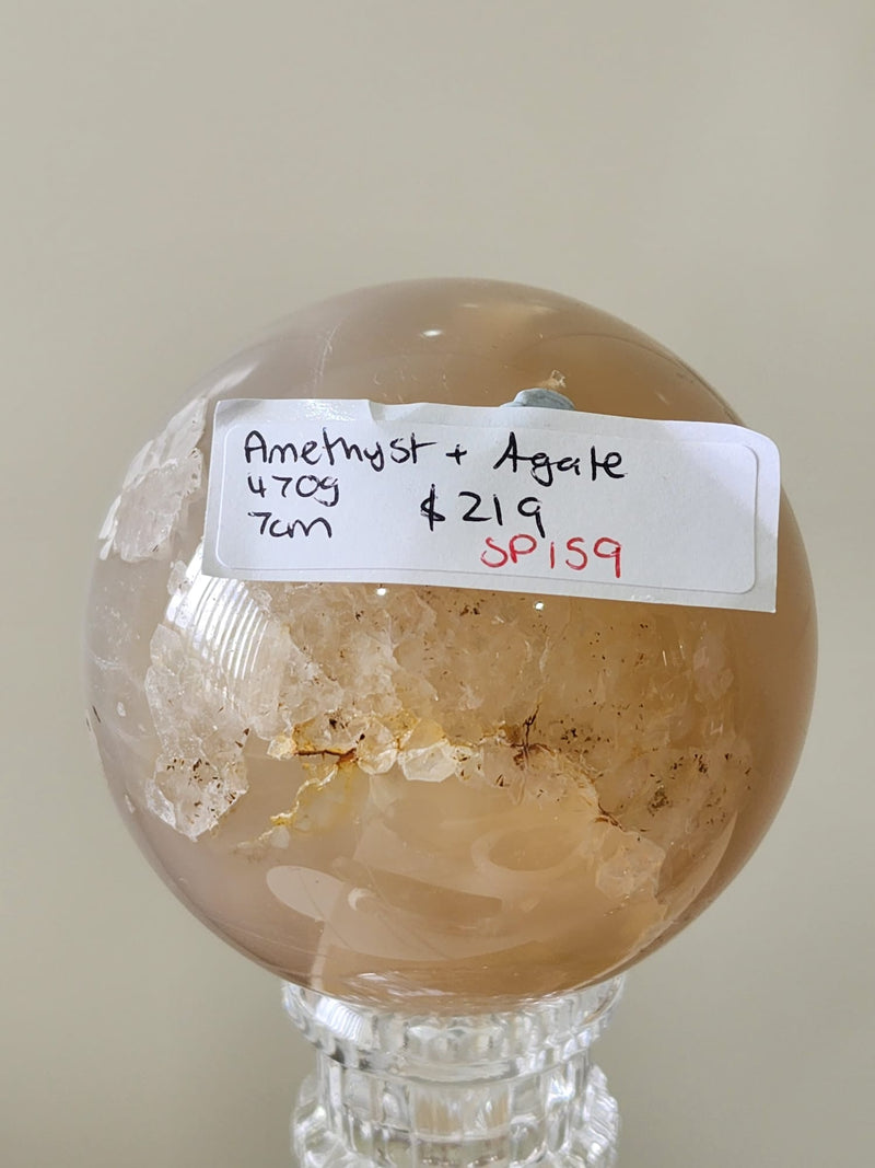 Agate Amethyst Dendritic Sphere